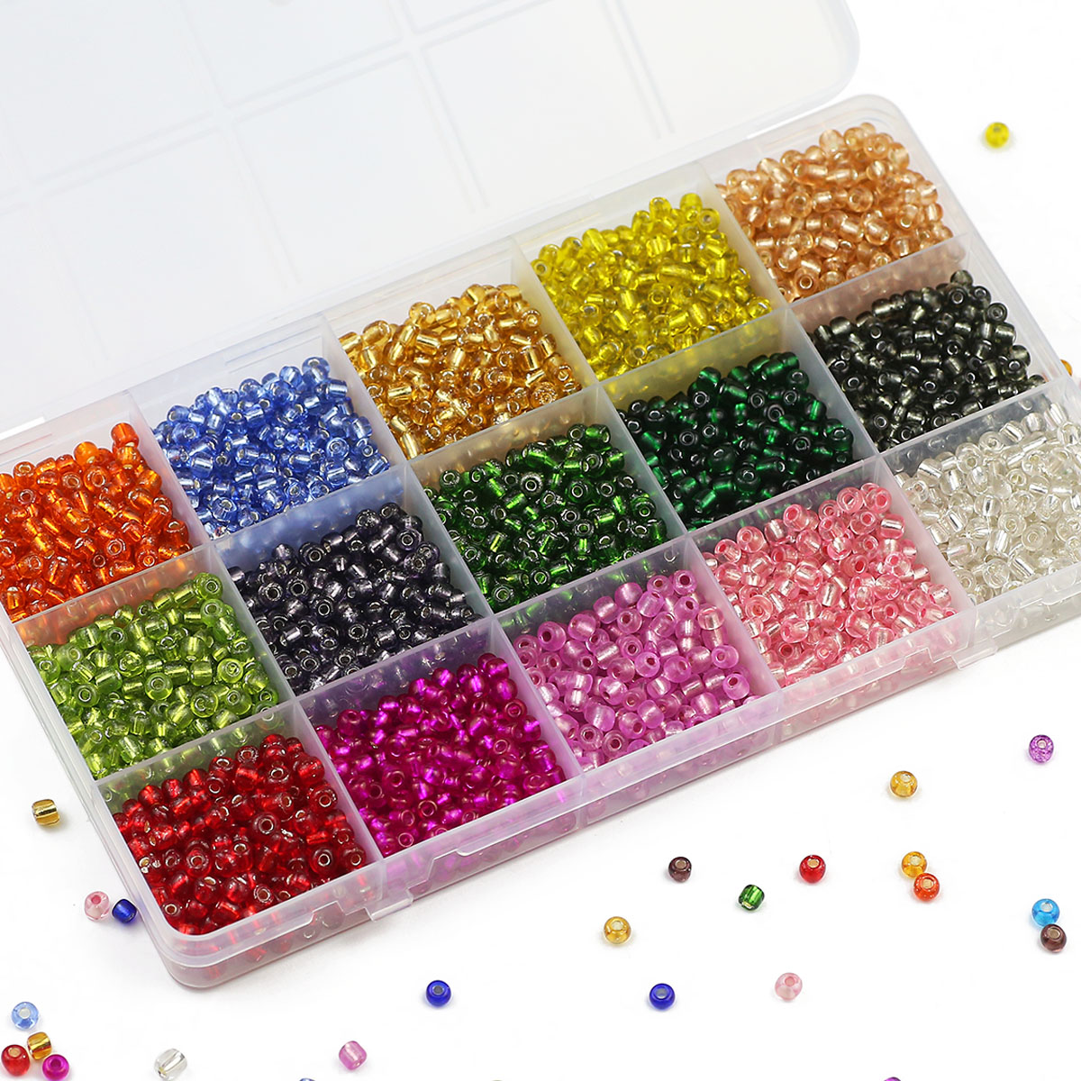 Glass Seed Beads 2Mm Jewelry Making - Kit de perles de verre transparentes