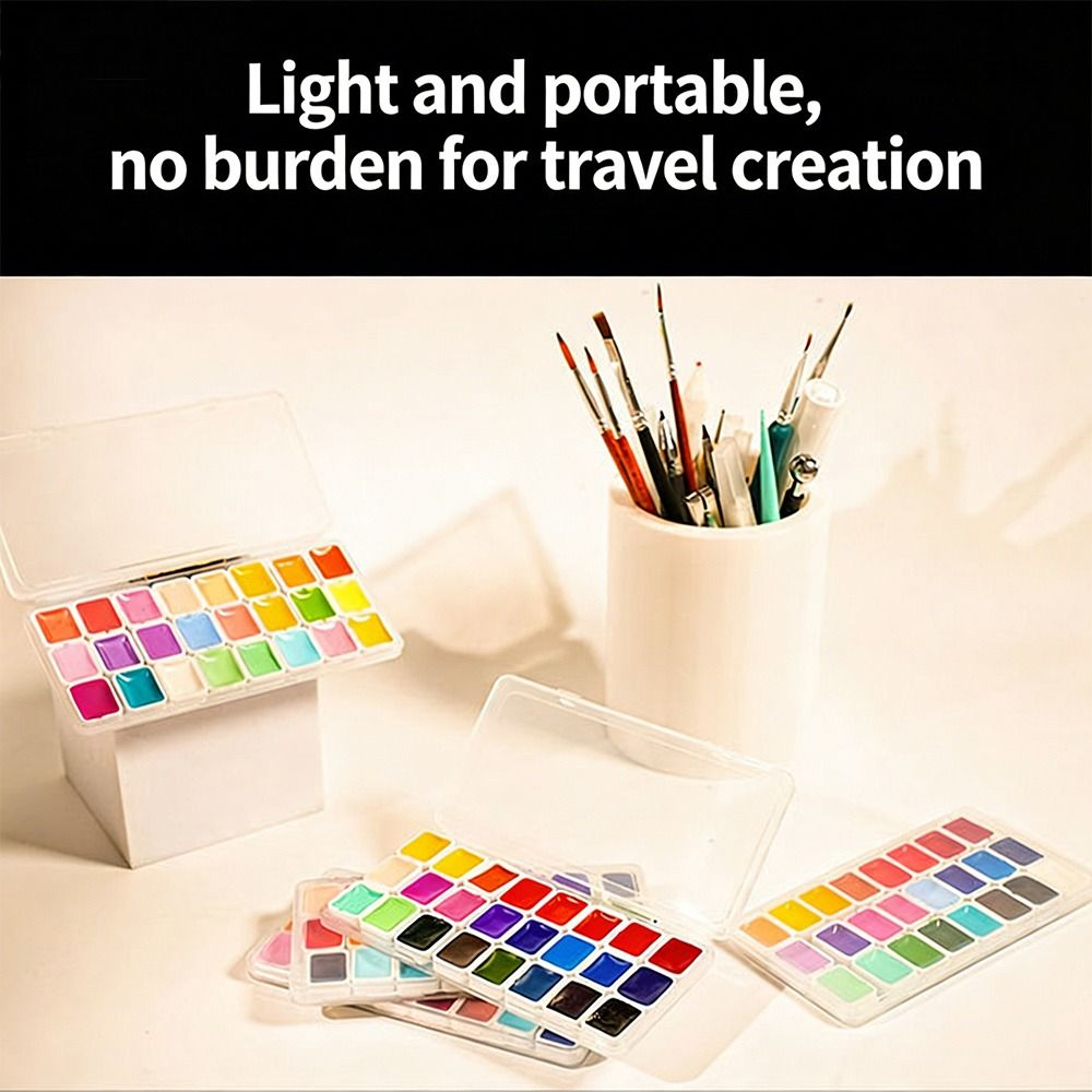 Watercolor Paint Set Solid Pigment - Ensemble de peintures aquarelles 24 couleurs,
