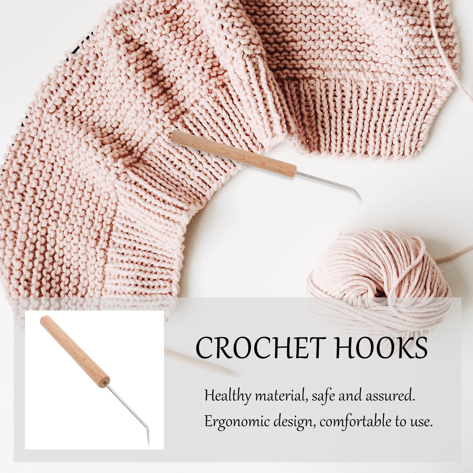 Wooden Crochet Hooks Ergonomic Handle - 1 pièce : crochets à tricoter
