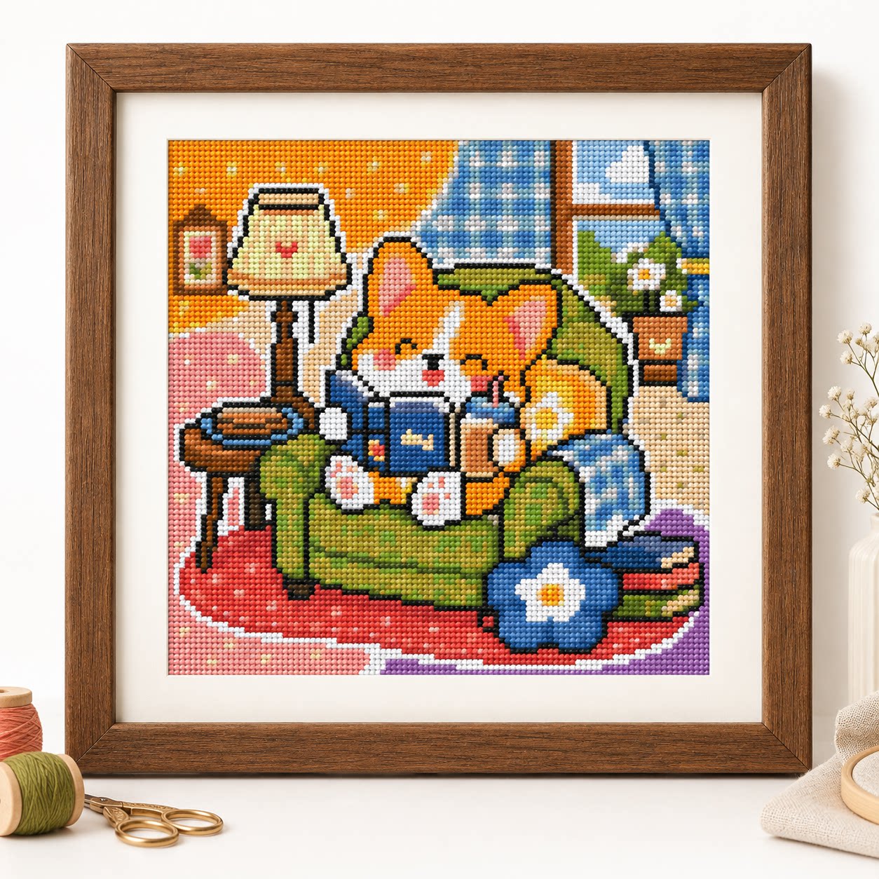 Cross Stitch Stamped Kits Beginners - [Point de croix complet] [CC6338-Petit Corgi
