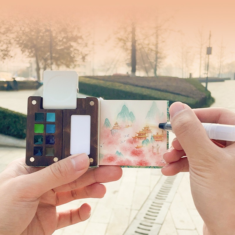 Watercolor Paint Set Solid Pigment - Mini Pigment d'Interconnexion Portable de 8