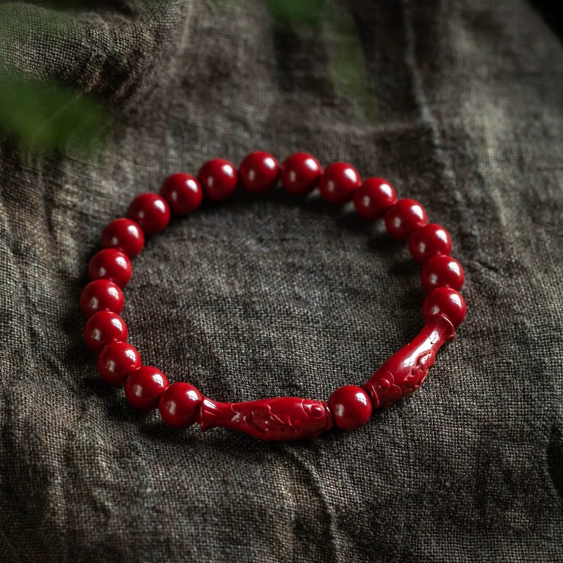 Beading - Bracelet en perles de cinabre rouge