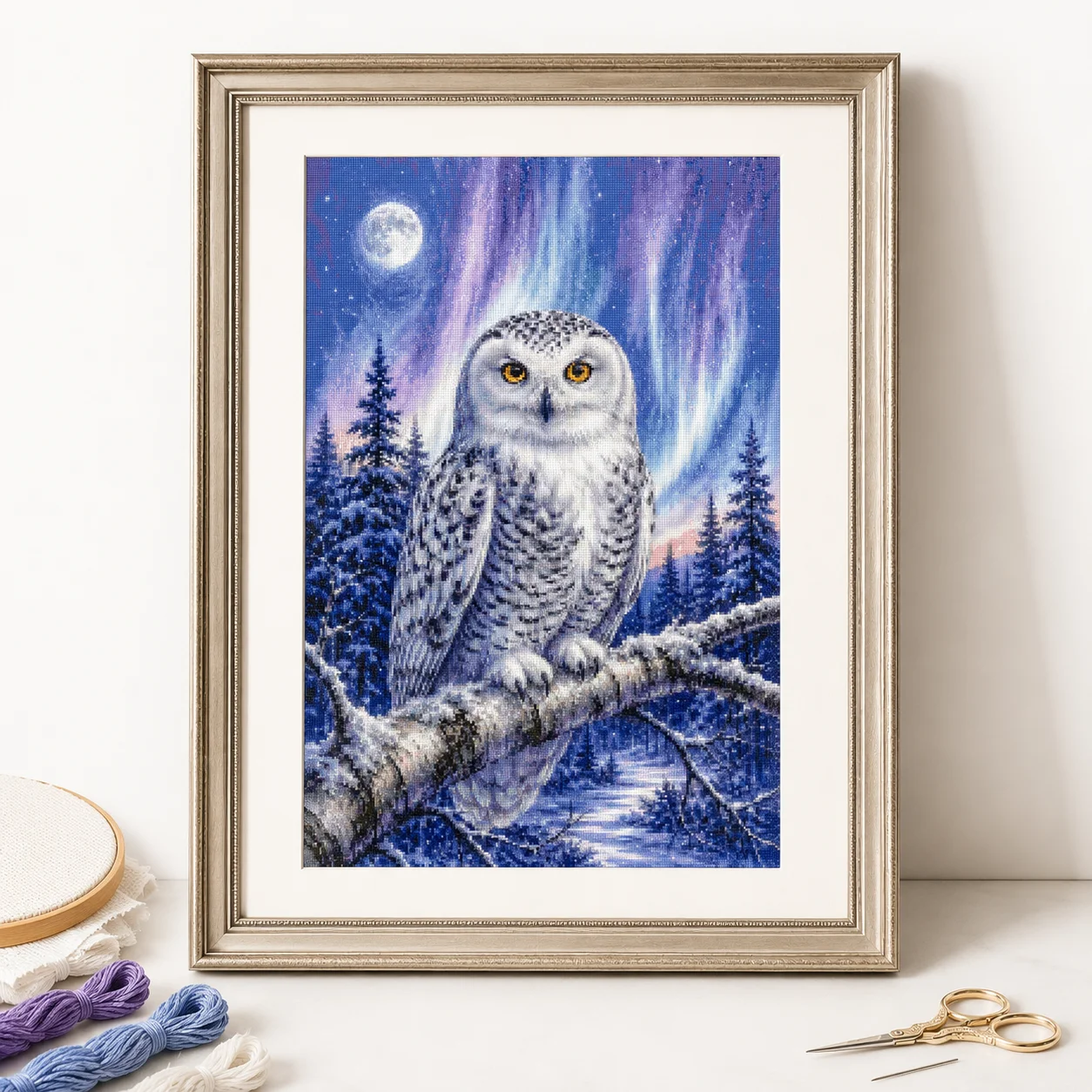 Cross Stitch Stamped Kits Beginners - [ZZ8820-Montre hiver hibou] | Kit de