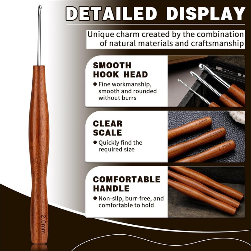 AS94-5, ensemble de 5 crochets - Wooden Crochet Hooks Ergonomic Handle avis et prix