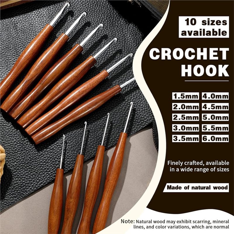 AS94-5, ensemble de 5 crochets - Wooden Crochet Hooks Ergonomic Handle avis et prix